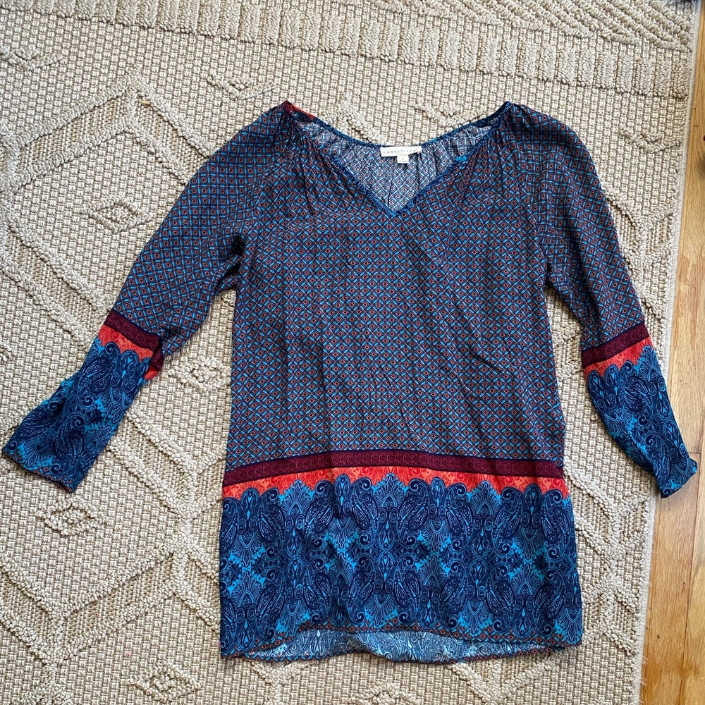 Lovestitch long sleeve v neck tunic dress, size Large